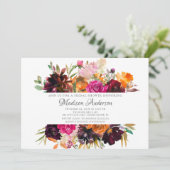 Herbstburgund & Orange Brautparty Einladung (Stehend Vorderseite)