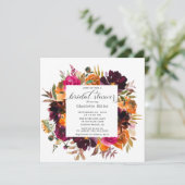 Herbstburgund & Orange Brautparty Einladung (Stehend Vorderseite)