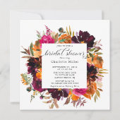 Herbstburgund & Orange Brautparty Einladung (Vorderseite)