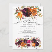 Herbstburgund & Orange Brautparty Einladung (Vorderseite)