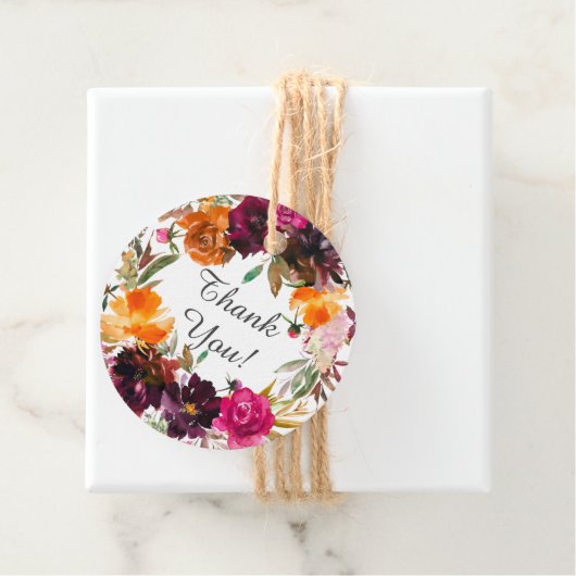 Herbstburgund & Orange Brautparty Geschenkanhänger (Beispiel)