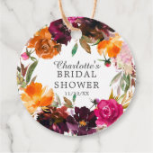 Herbstburgund & Orange Brautparty Geschenkanhänger (Rückseite)