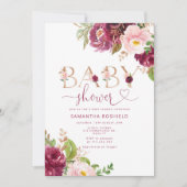 Herbstburgundische Blumendusche Einladung (Vorderseite)