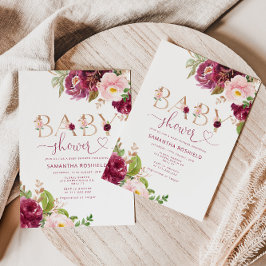 Herbstburgundische Blumendusche Einladung