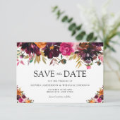 Herbstburgundy Blume Hochzeit im Herbst Save The Date (Stehend Vorderseite)