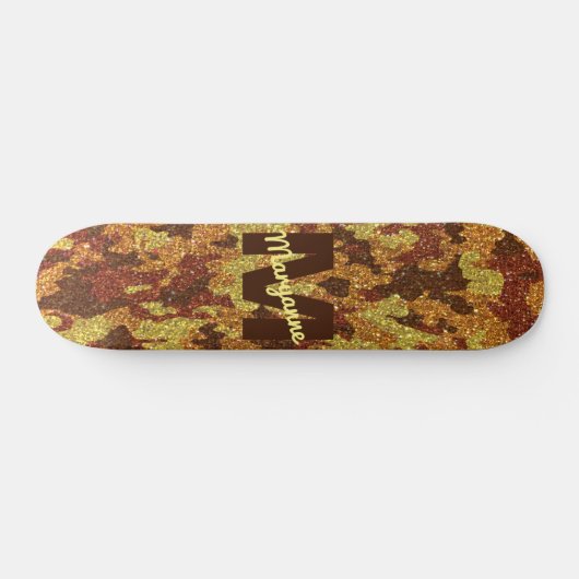 HerbstCamouflage Glitzer Orange Jagd Camouflage Skateboard (Horizontal)