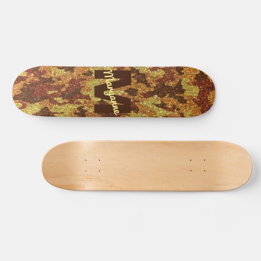 HerbstCamouflage Glitzer Orange Jagd Camouflage Skateboard (Horizontal)