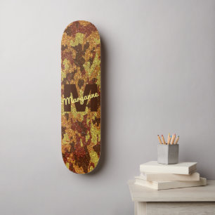 HerbstCamouflage Glitzer Orange Jagd Camouflage Skateboard