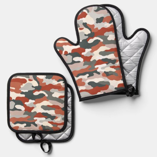 HerbstCamouflage Ofenhandschuh & Topflappen-Set (Vorderseite/Rückseite)