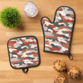 HerbstCamouflage Ofenhandschuh & Topflappen-Set (Oben Unten)