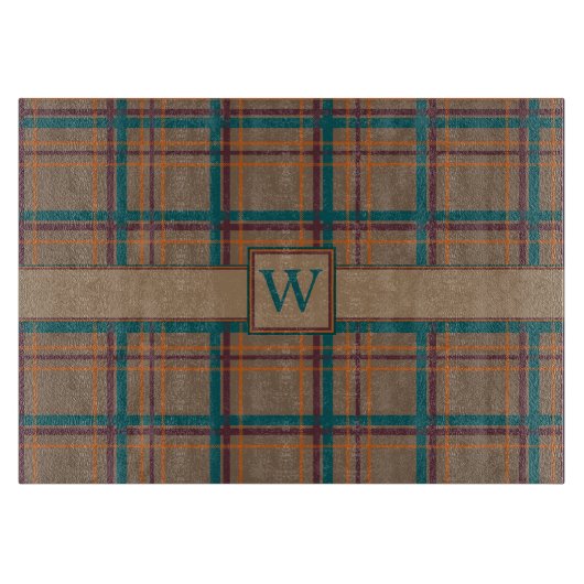 Herbstchic Kariert Glass Cutting Board Schneidebrett (Vorderseite)