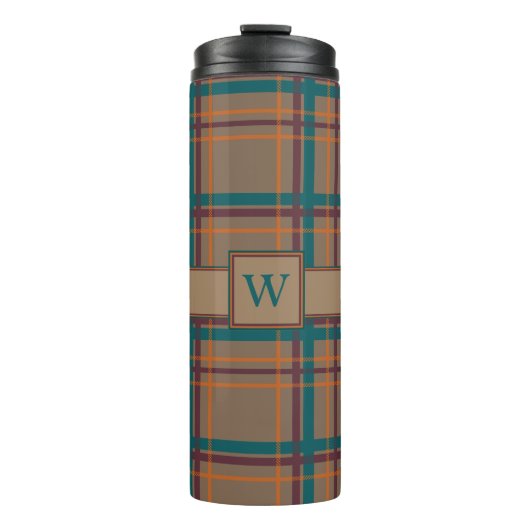 Herbstchic-karierte thermische Trommel Thermosbecher (Vorderseite)
