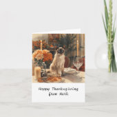 Herbstchic Siamese Cat hostess cat at dinner Karte (Vorderseite)