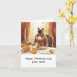 Herbstchic Siamese Cat hostess cat at dinner Karte