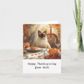 Herbstchic Siamese Cat hostess cat at dinner Karte (Vorderseite)