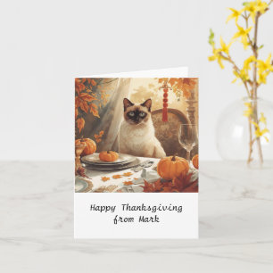Herbstchic Siamese Cat hostess cat at dinner Karte