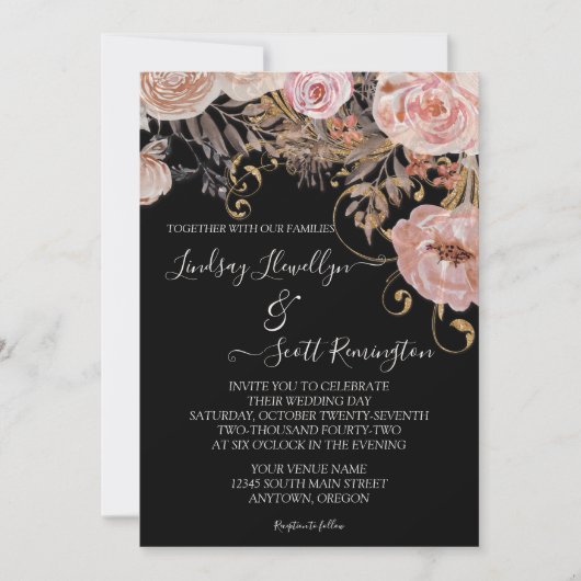 Herbstcreme Rose Einladung (Vorderseite)