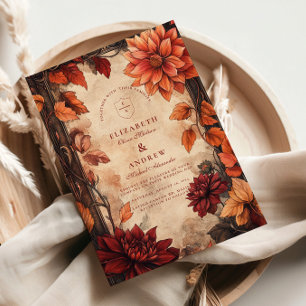 Herbstdahlia Elegance Wedding Einladung