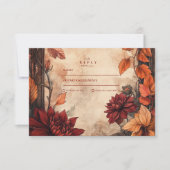 Herbstdahlia Elegance Wedding RSVP Karte (Vorderseite)