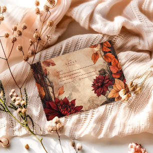 Herbstdahlia Elegance Wedding RSVP Karte