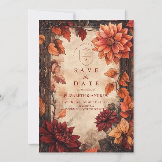Herbstdahlia Elegance Wedding Save The Date (Vorderseite)