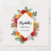 Herbstdahlia Floral Fall Brautparty Bierflaschenetikett (Einzelnes Label)