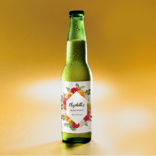 Herbstdahlia Floral Fall Brautparty Bierflaschenetikett
