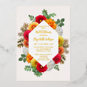 Herbstdahlia Floral Fall Brautparty Folieneinladung (Vorderseite)