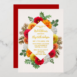 Herbstdahlia Floral Fall Brautparty Folieneinladung