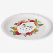 Herbstdahlia Floral Fall Brautparty Pappteller (Schrägansicht)