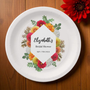 Herbstdahlia Floral Fall Brautparty Pappteller