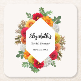 Herbstdahlia Floral Fall Brautparty Rechteckiger Pappuntersetzer