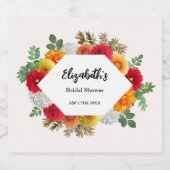 Herbstdahlia Floral Fall Brautparty Schaumweinetikett (Einzelnes Label)