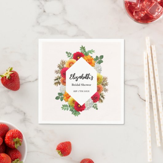 Herbstdahlia Floral Fall Brautparty Serviette (Beispiel)