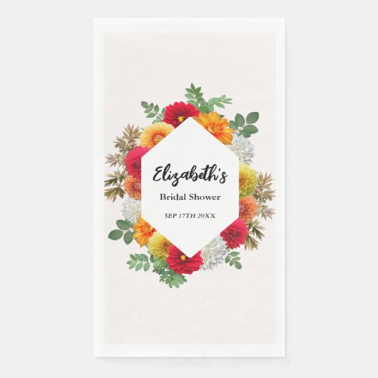 Herbstdahlia Floral Fall Brautparty Serviette (Vorderseite)