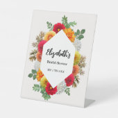 Herbstdahlia Floral Fall Brautparty Sockelschild (Vorderseite)