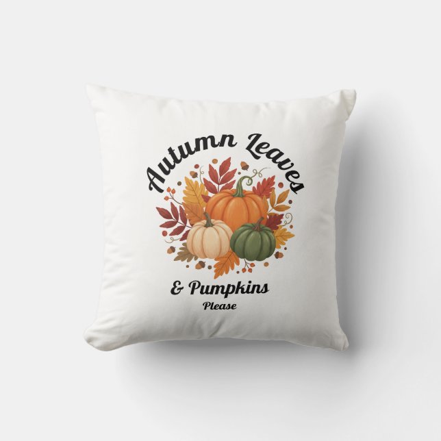 Herbstdécor mit Pumpkins und Herbstblättern Kissen (Vorderseite)