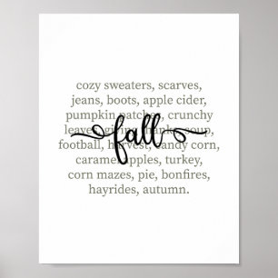 Herbstdefinition Cozy Herbstwörter Thanksgiving St Poster