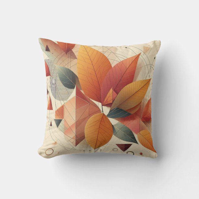 Herbstdeko-Blatt- und geometrisches Muster Kissen (Vorderseite)