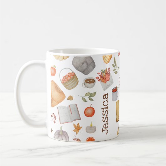 Herbstdekor-Erntedank Personalisiert Kaffeetasse (Links)