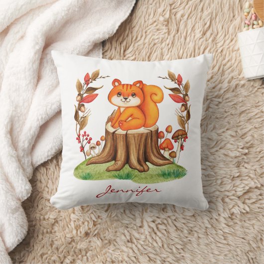Herbstdekor Niedliches Baby Eichhörnchen Kinderzim Kissen (Decke)