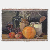 Herbstdekorationen am Tisch, Kürbis, Früchte, Getr Decke (Vorderseite)