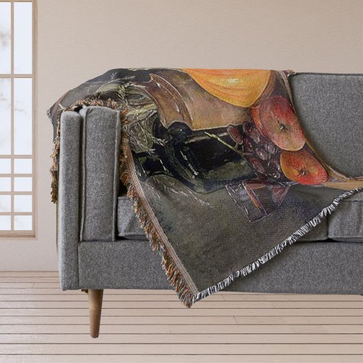 Herbstdekorationen am Tisch, Kürbis, Früchte, Getr Decke