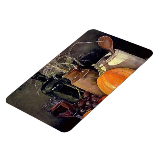 Herbstdekorationen am Tisch, Kürbis, Früchte, Getr Magnet (Linke Seite)