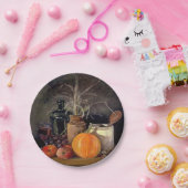 Herbstdekorationen am Tisch, Kürbis, Früchte, Getr Pappteller (Party)