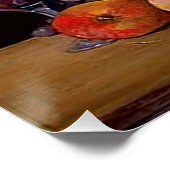 Herbstdekorationen am Tisch, Kürbis, Früchte, Getr Poster (Ecke)