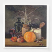 Herbstdekorationen am Tisch, Kürbis, Früchte, Getr Serviette (Vorderseite)