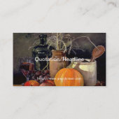 Herbstdekorationen am Tisch, Kürbis, Früchte, Getr Visitenkarte (Rückseite)