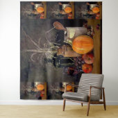 Herbstdekorationen am Tisch, Kürbis, Früchte, Getr Wandteppich (Beispiel)