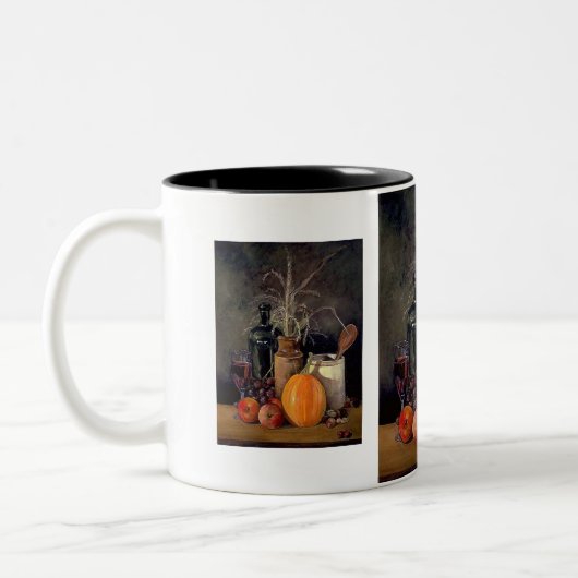 Herbstdekorationen auf Tabelle Zweifarbige Tasse (Links)